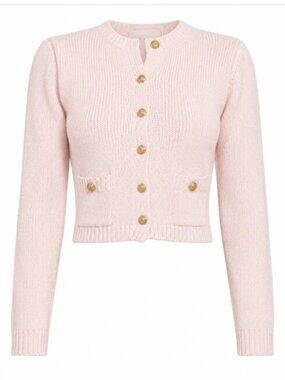 NWOT Fashion Nova Cropped Knit Cardigan in Light Pink with Gold Buttons
